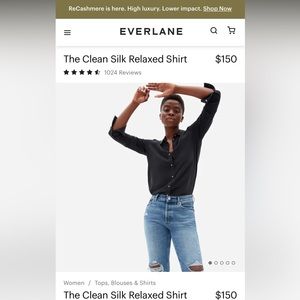 Everlane Relaxed Silk Shirt, Black, Size 6